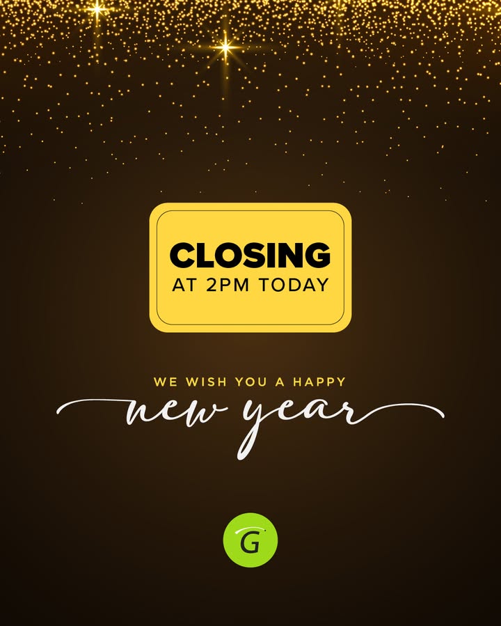 Don't forget, we will be closing at 2 PM today for New Years Eve