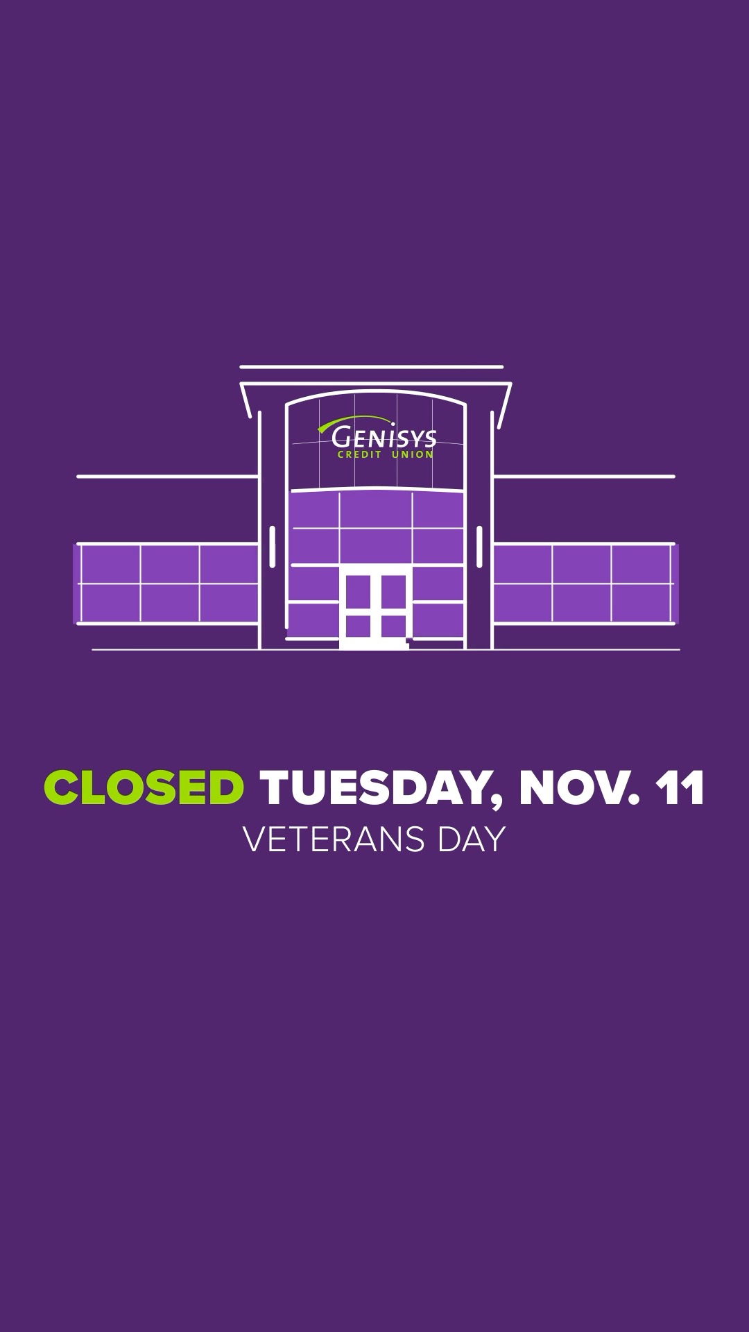 We will be closed Tues, 11/11 for Veteran’s Day