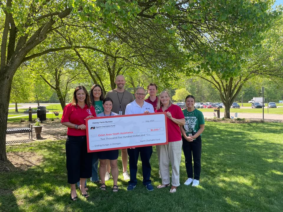 Huge thank you to the Agent Charitable Fund - Farm Bureau Insurance of Michigan Farm Bureau Insurance Michigan and Michigan Farm...