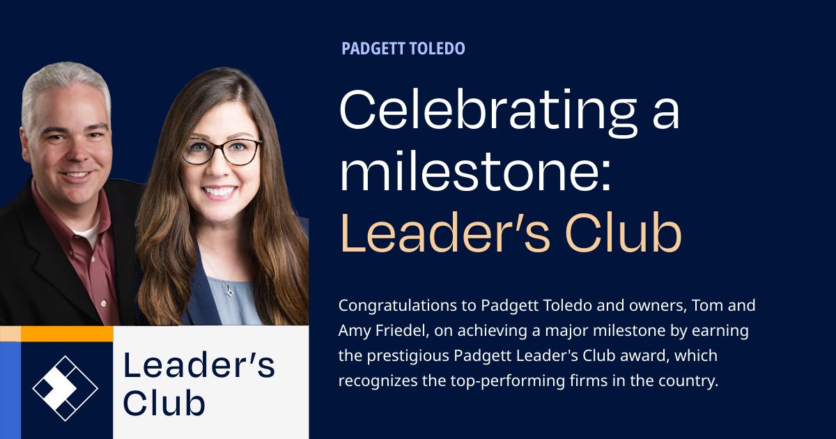 Congratulations to Padgett of NW Ohio and owners Tom and Amy Friedel for earning the Leader's Club Award!