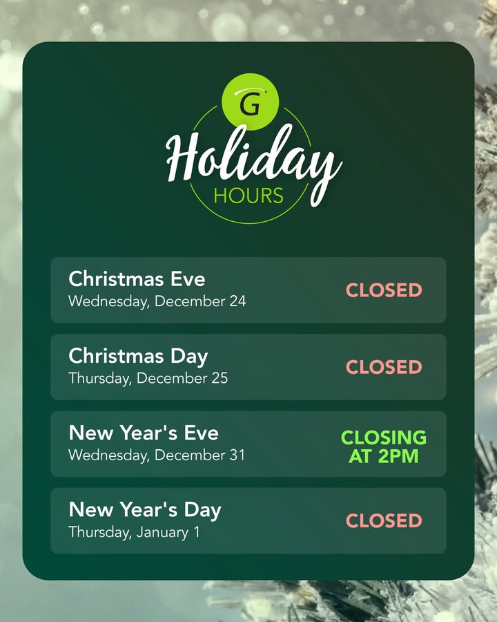 Here’s a heads-up on our holiday hours!